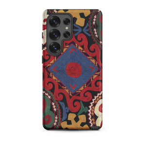 Braided - Uzbekistan Textile Art Samsung Case, Galaxy S25 Ultra / Matte, Smartphone Case Colorful Intricate Folk Art Pattern