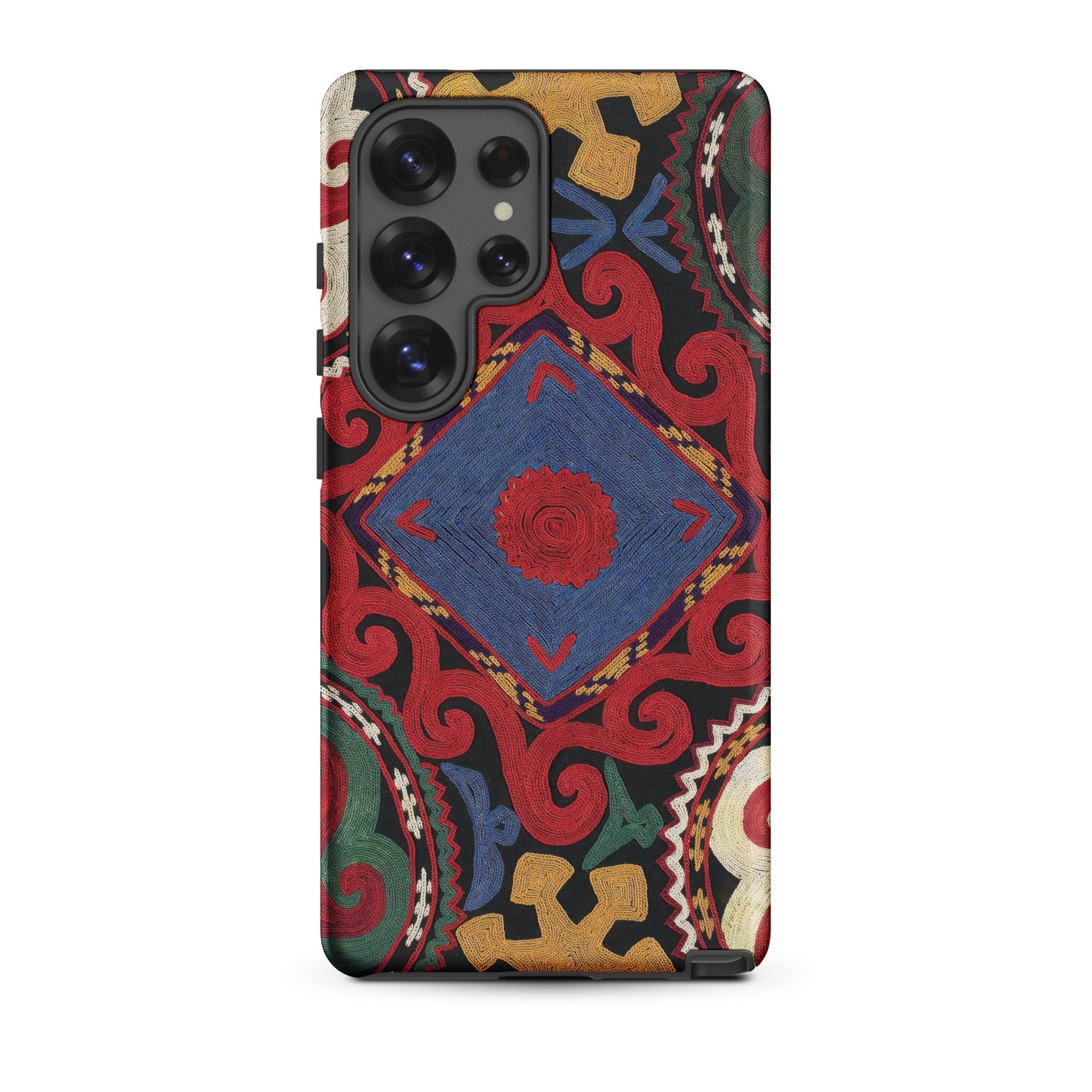 Braided Uzbekistan Textile Art Samsung Case, Galaxy S25 Ultra / Matte, Smartphone Case Colorful Intricate Folk Art Pattern