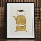 Brass Kettle Frank M. Keane 1930s Kitchen Art Print, 24’’x32’’ / Unframed, Ornate Golden Teapot Stand