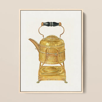 Brass Kettle - Frank M. Keane 1930s Kitchen Art Print / Canvas, 12x16’’ / 31x41cm / Natural Frame, Posters Prints & Visual Artwork, Toby