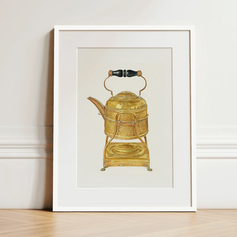 Brass Kettle - Frank M. Keane 1930s Kitchen Art Print / Canvas, 12x16’’ / 31x41cm / White Frame / Matboard, Posters Prints & Visual