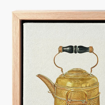 Brass Kettle - Frank M. Keane 1930s Kitchen Art Print / Canvas Antique-style Black Wooden Handle Hammered Metal Decorative, Prints