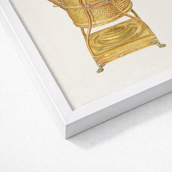 Brass Kettle - Frank M. Keane 1930s Kitchen Art Print / Canvas Golden Intricately Woven Basket Wooden Base Ornate Metal Decorative, Prints