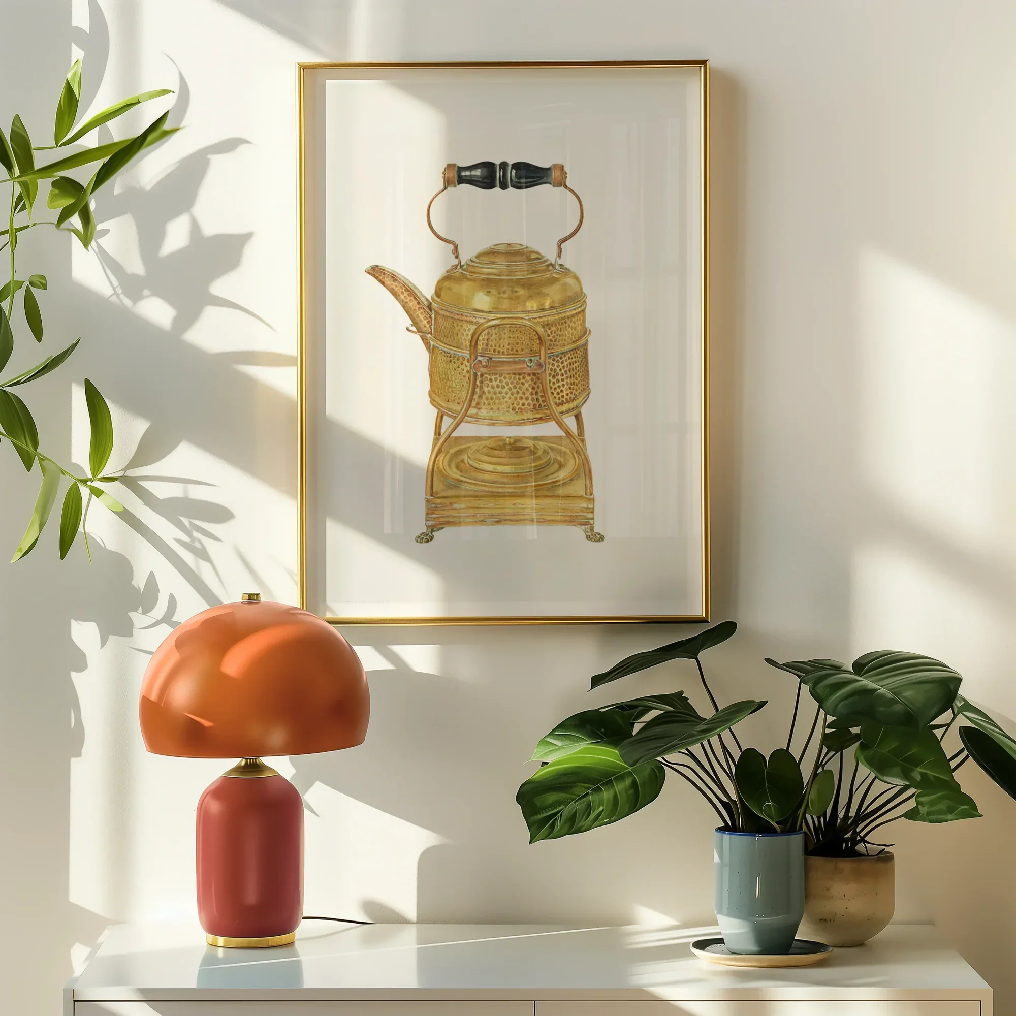 Brass Kettle - Frank M. Keane 1930s Kitchen Art Print 12’’x16’’ Posters Prints & Visual Artwork