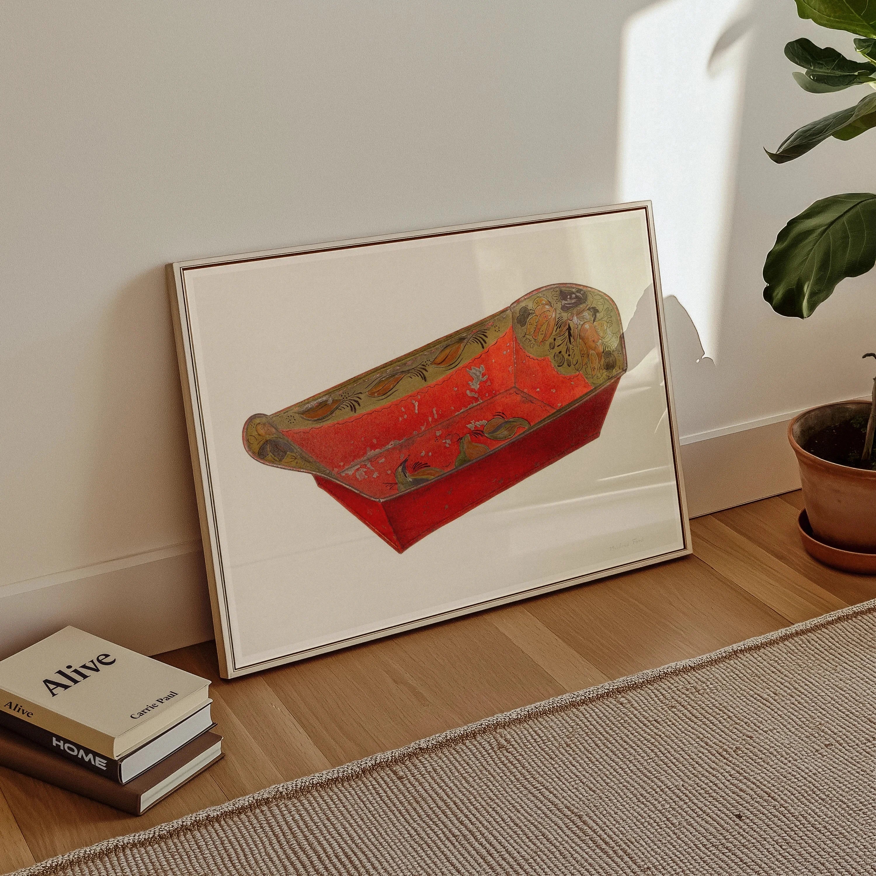 Bread Tray Mildred Ford 1930s Kitchen Art Print, 30x20’’ / 76x51cm / Unframed, Framed Artwork Red Bathtub Decorative Metallic Bronze