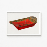 Vibrant Red Hand-painted Wooden Sleigh Ornate Gold Green Mildred Ford’s 1930s Bread Tray, Vintage Kitchen Charm, Art Print