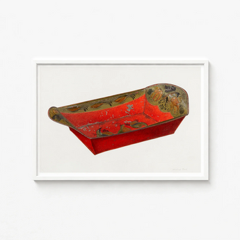 Vibrant Red Hand-painted Wooden Sleigh Ornate Gold Green Mildred Ford’s 1930s Bread Tray, Vintage Kitchen Charm, Art Print