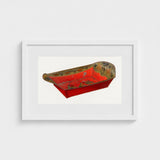 Bread Tray - Mildred Ford 1930s Kitchen Art Print / Canvas Vibrant Red Hand-painted Wooden Sleigh Intricate Gold Green Ford’s, Vintage