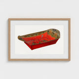 Bread Tray - Mildred Ford 1930s Kitchen Art Print / Canvas Vibrant Red Hand-painted Wooden Dish Ornate Gold Green Ford’s, Vintage Charm,