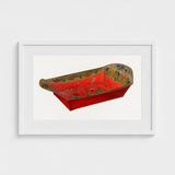Bread Tray - Mildred Ford 1930s Kitchen Art Print / Canvas Vibrant Red Hand-painted Wooden Sleigh Intricate Gold Green Ford’s, Vintage