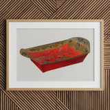 Bread Tray - Mildred Ford 1930s Kitchen Art Print / Canvas Vibrant Red Hand-painted Wooden Sleigh Intricate Green Gold Mildred Ford’s Bread
