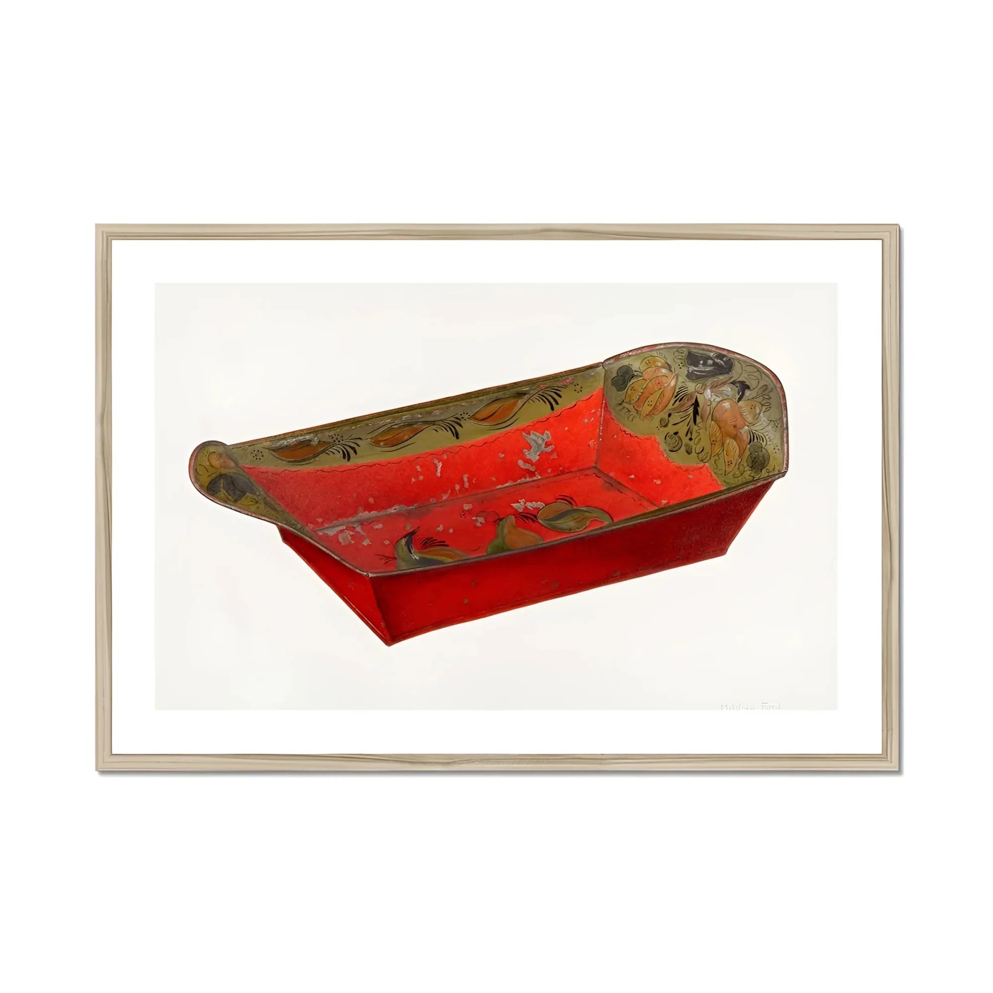Bread Tray - Mildred Ford 1930s Kitchen Art Print, Red Tray Decorative Floral Designs Edges