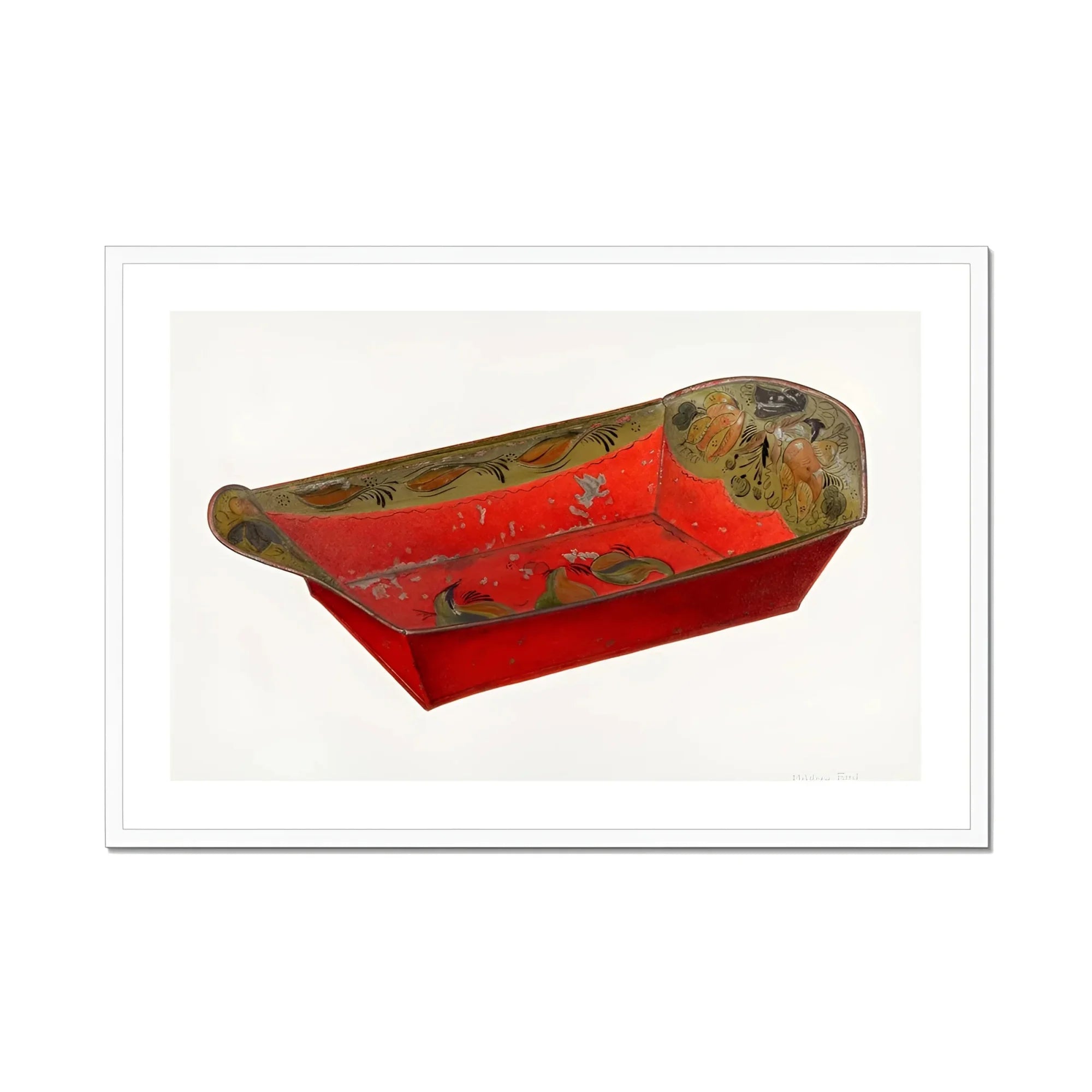 Bread Tray - Mildred Ford 1930s Kitchen Art Print, Red Metal Tray Decorative Painted Printed Designs Edges