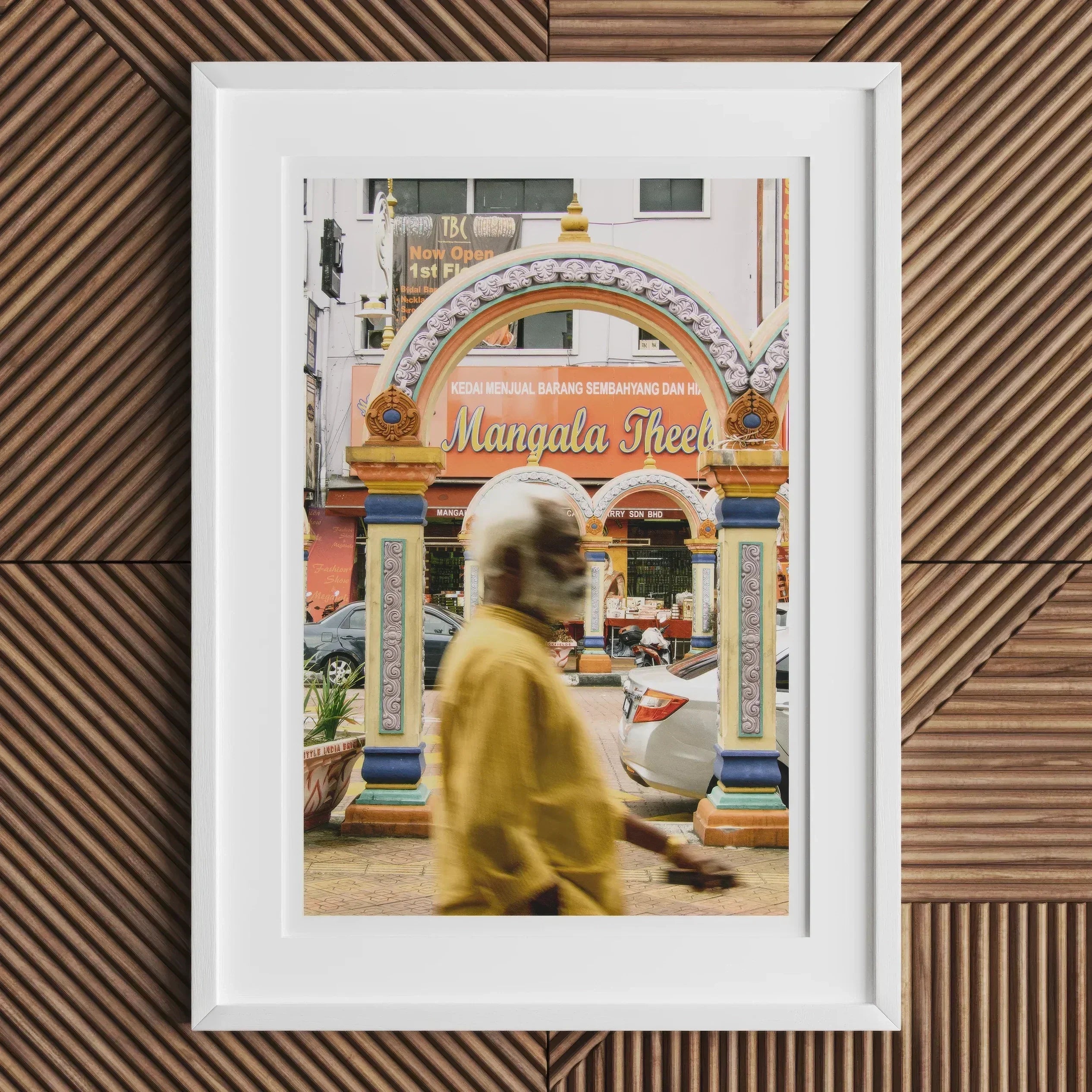 Brickfields Kuala Lumpur Street Photography Art Print, 18x24’’ / 46x61cm / Unframed, Framed Photograph Person Yellow Clothing Past Ornate