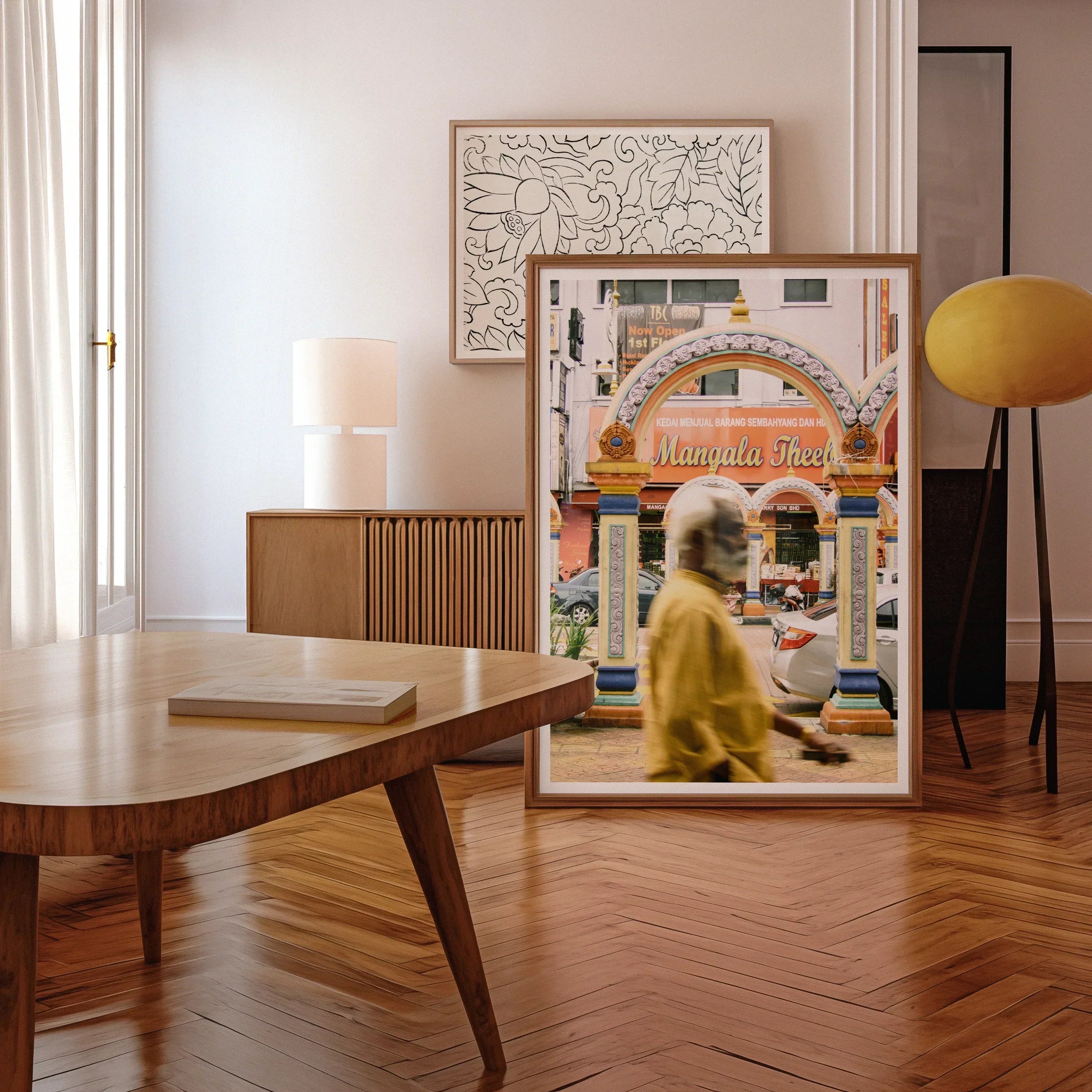 Brickfields Kuala Lumpur Street Photography Art Print, 40x60’’ / 101x152cm / Unframed, Framed Photograph Yellow Outfit Past Storefront
