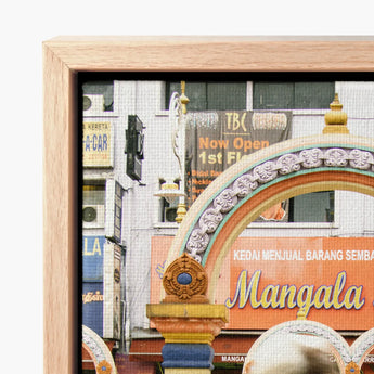 Wooden-framed Cityscape Print Colorful Ornate Archway Intricate Carvings Kuala Lumpur Street Photography, Arresting, Art
