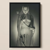 The Bride - Max Dupain Art Print / Canvas Black-framed Black-and-white Photographic Woman Draped Fine Mesh Wide-mesh Fishing Net, Drapes,