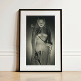 The Bride - Max Dupain Art Print / Canvas Black-framed Black-and-white Photographic Woman Mesh Veil Held Wide-mesh Fishing Net, Drapes,