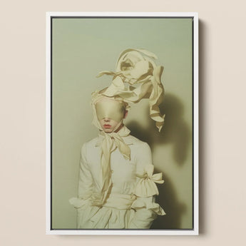 Bright Side - Surreal High Fashion Art Print / Canvas Framed Art Print Figure Off-white Ruffled Fabric Ensemble Surreal High Fashion,