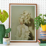 Bright Side - Surreal High Fashion Art Print, Framed Portrait Person Draped White Fabric