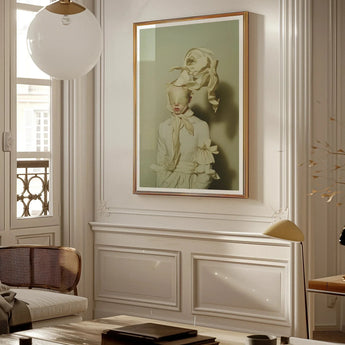 Bright Side - Surreal High Fashion Art Print, Framed Portrait Person White