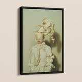 Bright Side Surreal High Fashion Framed Canvas, Framed Artwork Figure White Clothing Fabric Wrapped Head