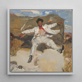 Bright White Light Art Print / Canvas Framed Painting Man All-white Suit Gold Chains Black Red Knot Pulsing, Fine Art Print, White Light