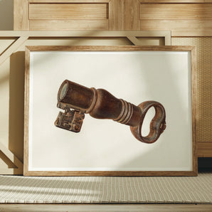 Bronze Key Bank - William O. Fletcher 1930s Art Print, 24x18’’ / 61x46cm / Unframed, Antique Brown Metal Key Ornate