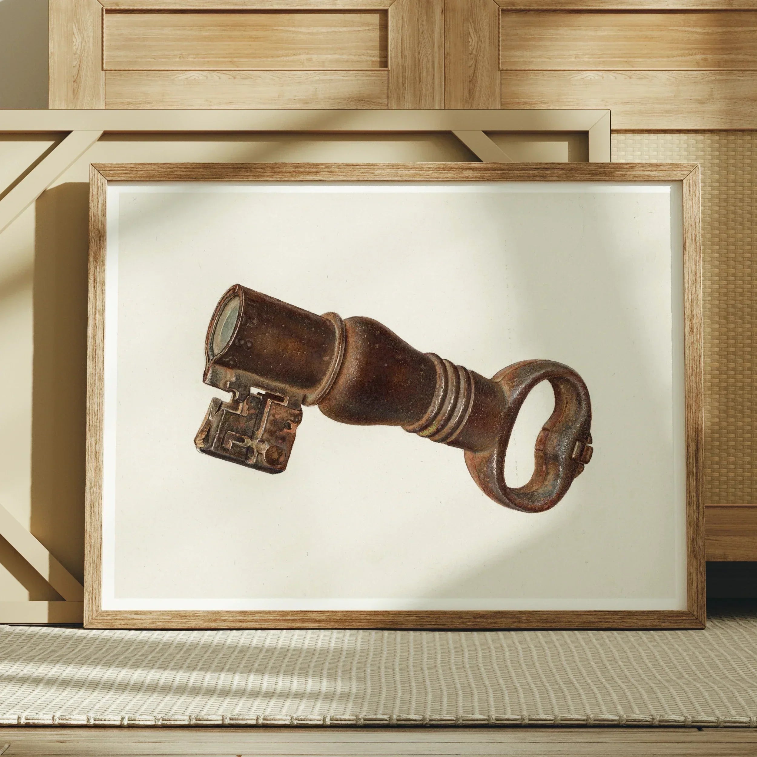 Bronze Key Bank William O. Fletcher 1930s Art Print, 24x18’’ / 61x46cm / Unframed, Antique Brown Metal Key Ornate