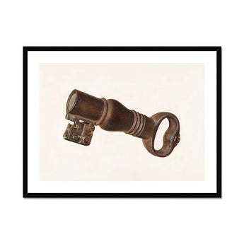 Bronze Key Bank - William O. Fletcher 1930s Art Print, Antique Ornate Skeleton Key Wooden Handle