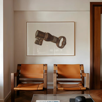 Bronze Key Bank - William O. Fletcher 1930s Art Print, Black White Artwork Vintage Key Mounted Wall