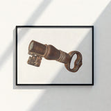 Antique Bronze-colored Metal Key Intricate Worn Aged Patina Fletcher 1930s Decorative, Art, Enigmatic William