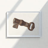 Antique Bronze-colored Metal Key Intricate Worn Rustic Finish Fletcher 1930s Decorative, Art, Enigmatic William