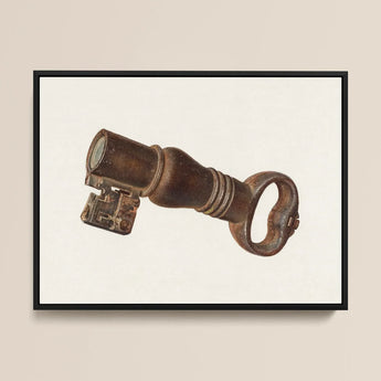 Bronze Key Bank - William O. Fletcher 1930s Art Print / Canvas Antique Bronze-colored Metal Key Worn Rustic Finish Intricate Fletcher