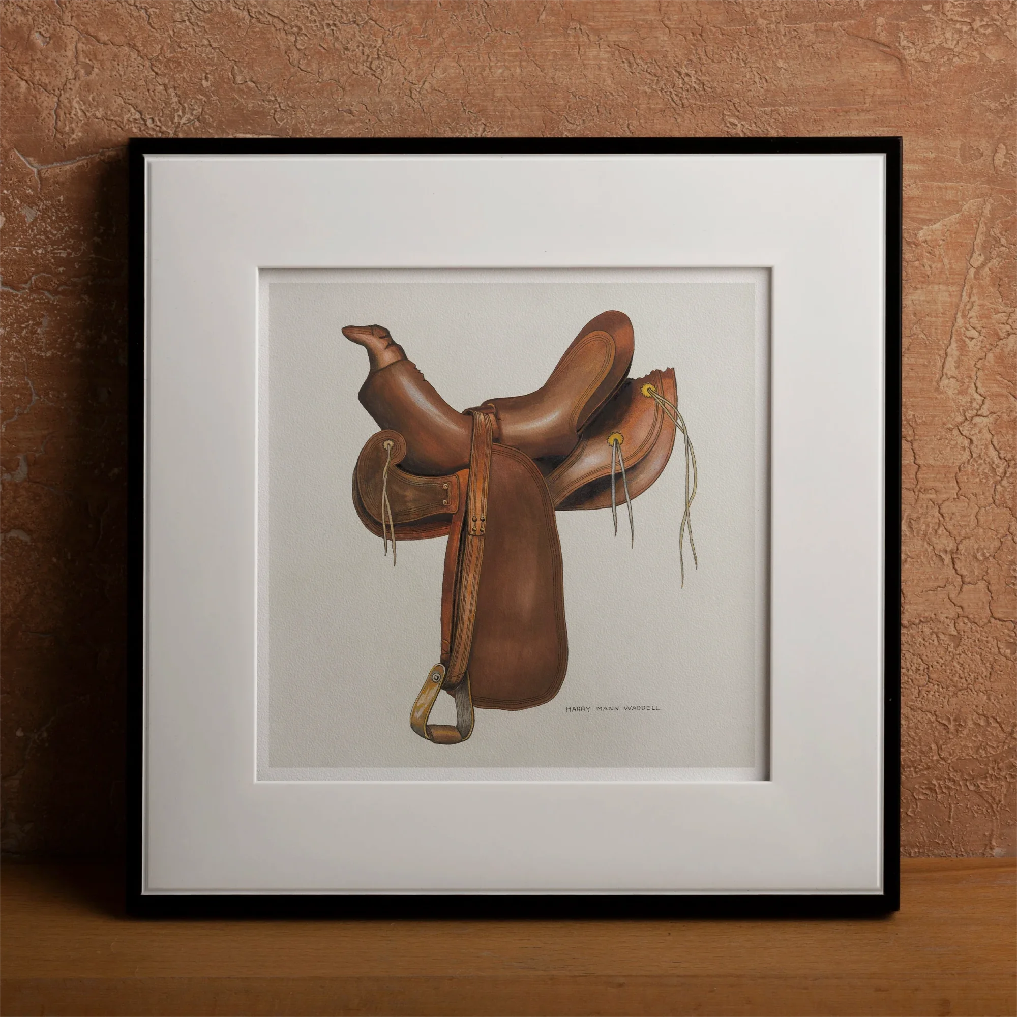 Leather Saddle - Harry Mann Waddell Equestrian Art Print Posters Prints & Visual Artwork