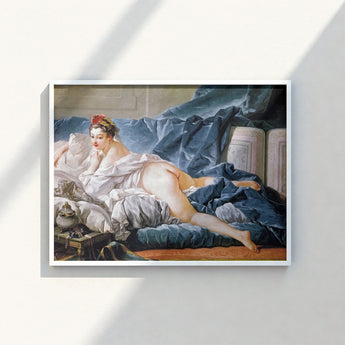 White-framed Reproduction Jean-antoine Watteau’s ?The Embarkation Cythera” Woman François Boucher’s Brunette Odalisque, 18th-century Rococo M