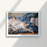 Framed Reproduction Classical Painting Nude Woman Amidst Draped François Boucher’s Brunette Odalisque, 18th-century Rococo Masterpiece,