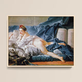 Brunette Odalisque - Francois Boucher Nude Art Print / Canvas Framed Reproduction Jean-antoine Watteau’s Classical Painting Woman Soft