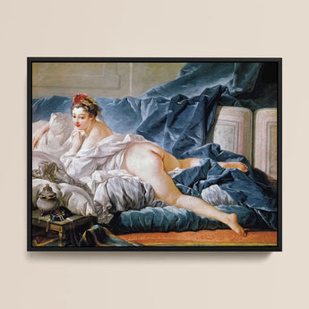 Brunette Odalisque - Francois Boucher Nude Art Print / Canvas Framed Reproduction Jean-antoine Watteau’s ?The Embarkation Cythera” Woman F