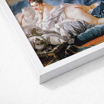 White Framed Art Print Classical Painting Woman Blue François Boucher’s Brunette Odalisque, 18th-century Rococo Masterpiece, Boucher Nude