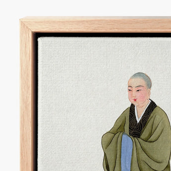 Framed Canvas Print Traditional East Asian-style Illustration Young Chinese Buddhist Monk, Qing Dynasty Manchu Clothing, Art