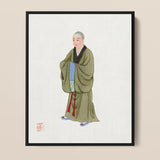 Buddhist Monk - Qing Dynasty Clothing Art Print / Canvas Framed Traditional Chinese Ink Wash Painting Serene Monk Buddhist Monk, Qing
