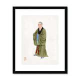 Buddhist Monk - Qing Dynasty Clothing Art Print, Traditional Chinese Watercolor Painting Monk Olive Green Robes