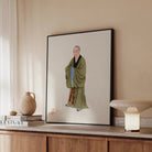 Buddhist Monk Qing Dynasty Framed Canvas, 24x32’’ / 61x81cm / Black Floating Frame, Framed Artwork Figure Traditional East Asian Robes