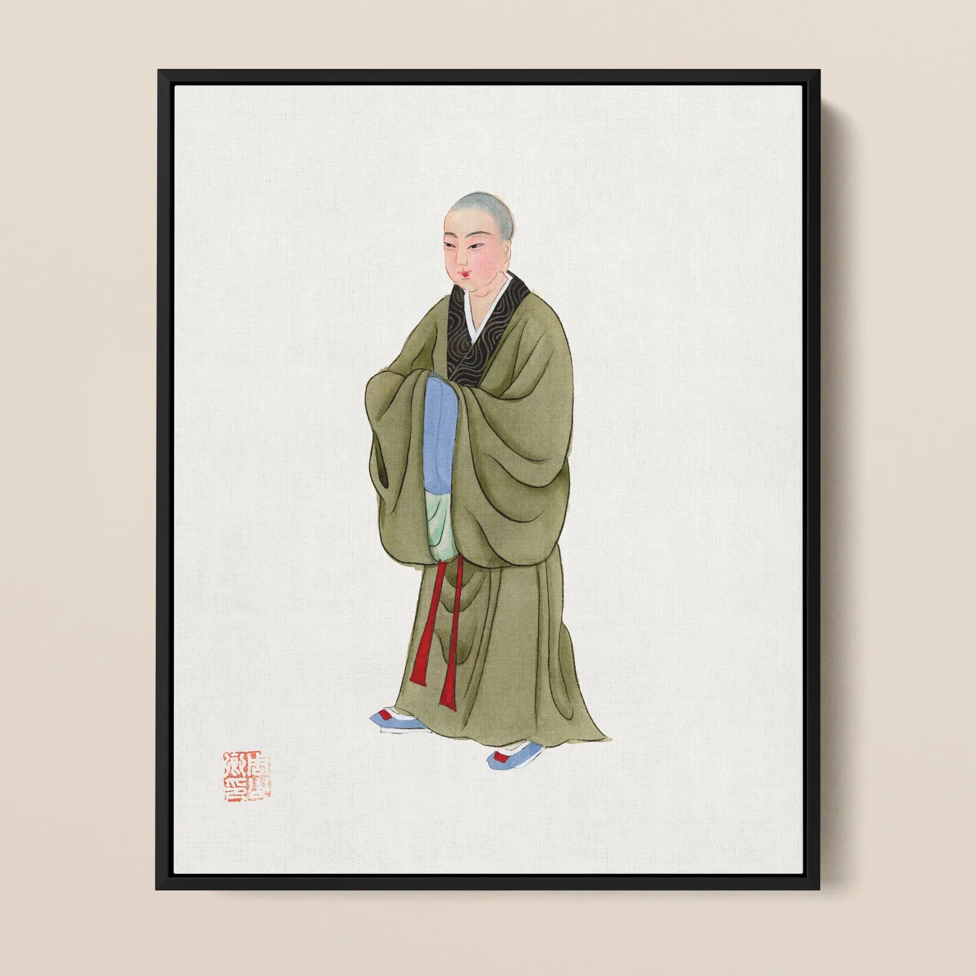 Buddhist Monk - Qing Dynasty Framed Canvas Posters Prints & Visual Artwork