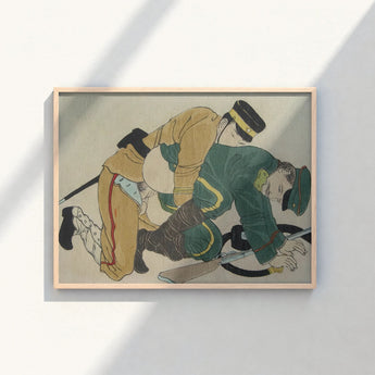 Framed Print Two Soldiers Historical Military Uniforms Tan Fevered Height, Russo-japanese War, Shunga Turns