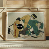 Buggering the Russian Art Print, Wooden Framed Artwork Traditional Japanese Samurai Battle Scene