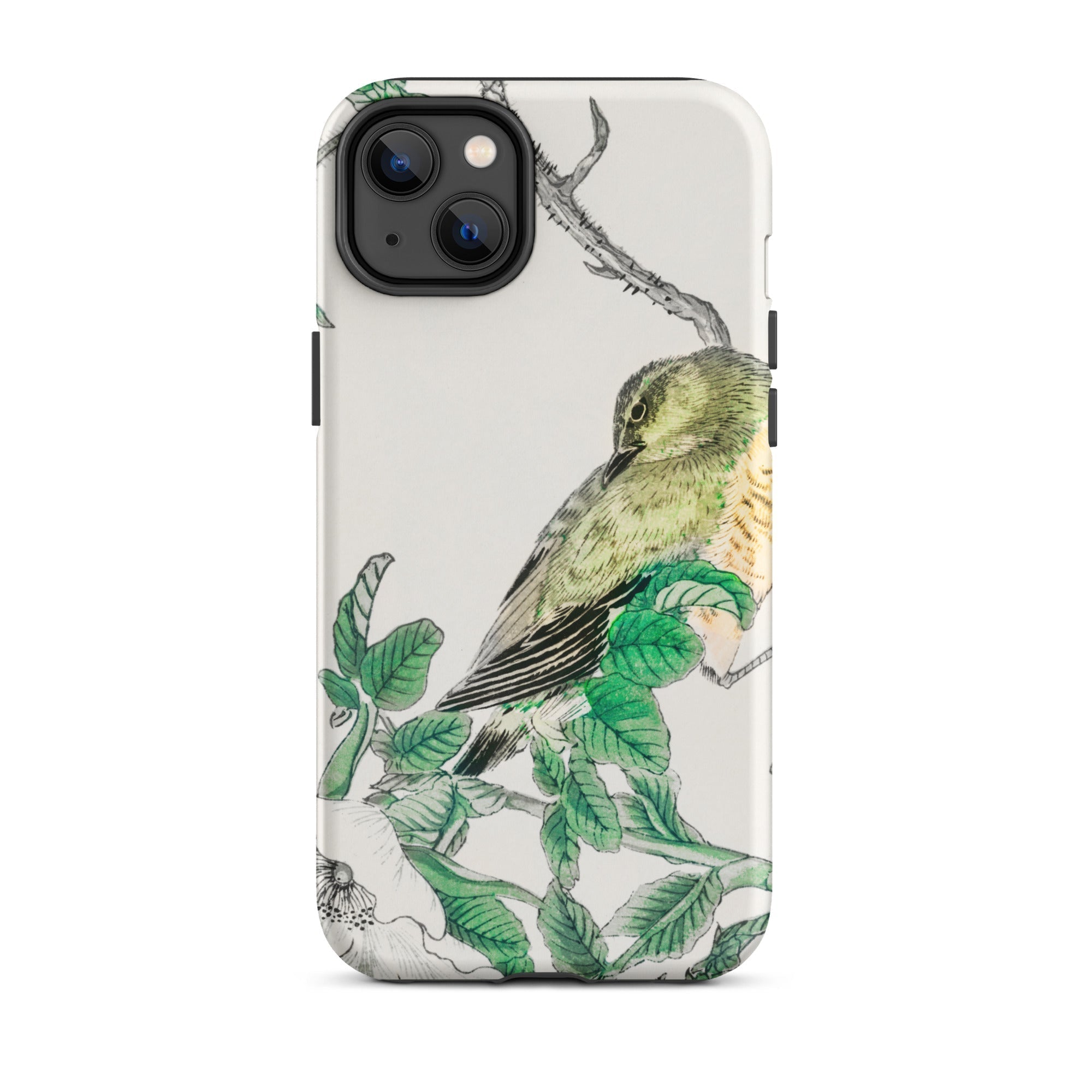 Bulbul and Rugosa - Numata Kashu Shūchō Gafu Iphone Case, 14 Plus / Tough Phone, Bird-themed Phone Case