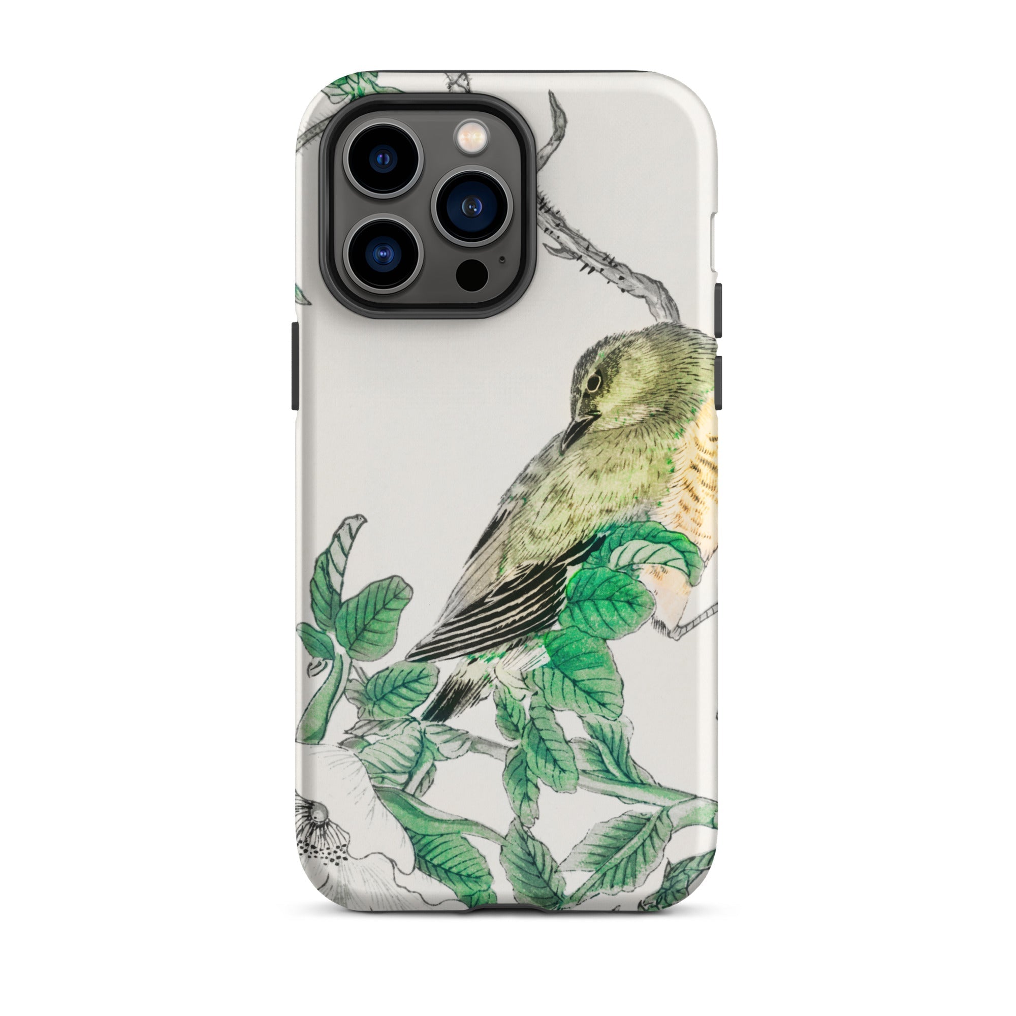 Bulbul and Rugosa - Numata Kashu Shūchō Gafu Iphone Case, 14 Pro Max / Tough Phone, Bird-themed Phone Case