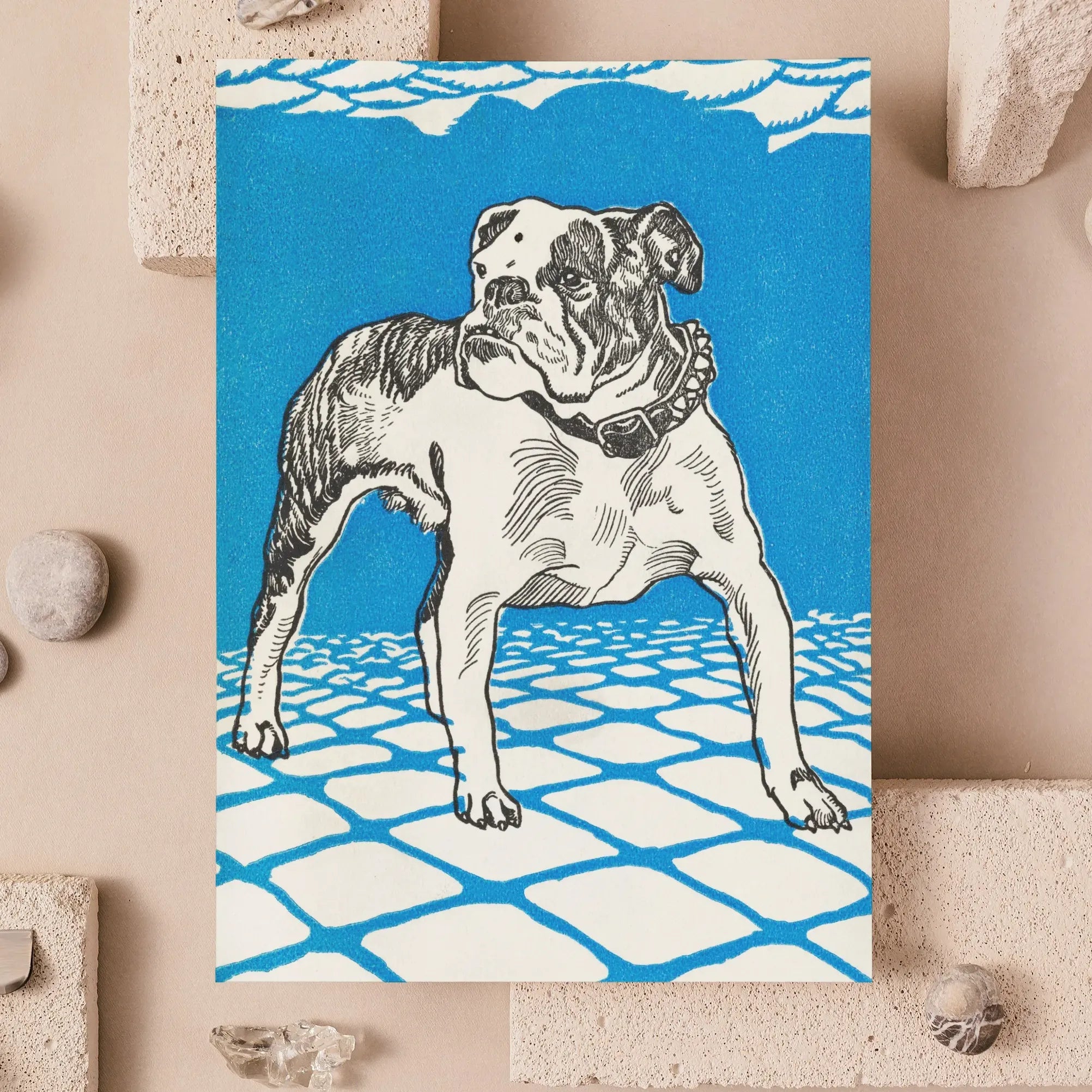 Bulldog - Moriz Jung Lithograph Dog Art Greeting Card - A5 Portrait / 1 Card - Greeting & Note Cards - Aesthetic Art